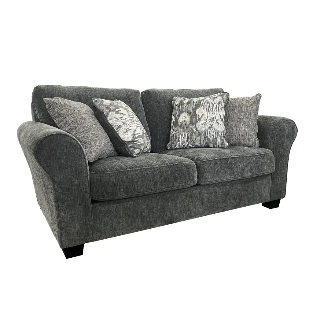 Romeo Grey Loveseat Grey Timber Polyester Blend Compact Sofa american homestead furniture
