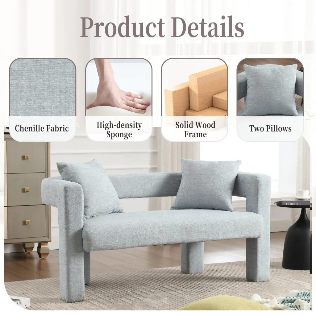 Coolmore Modern Chenille Loveseat Sofa Upholstered 2 Seater Comfort coolmore w-395