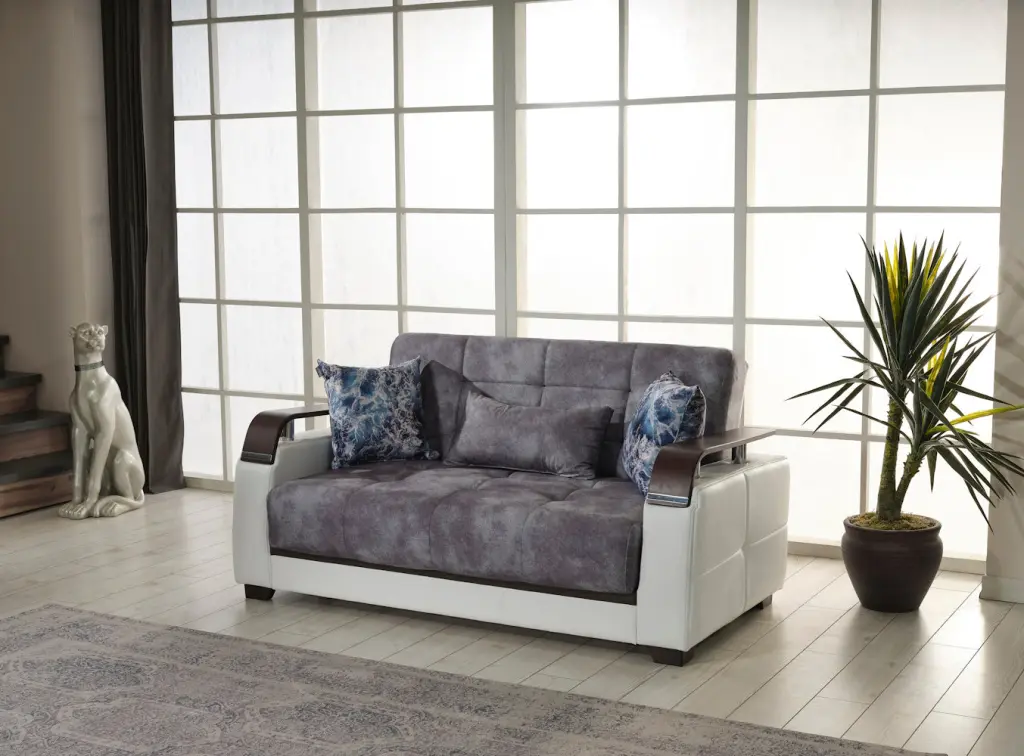 Reginaldo Modern Sleeper Loveseat Living Room Grey Solid Timber MDF furnia