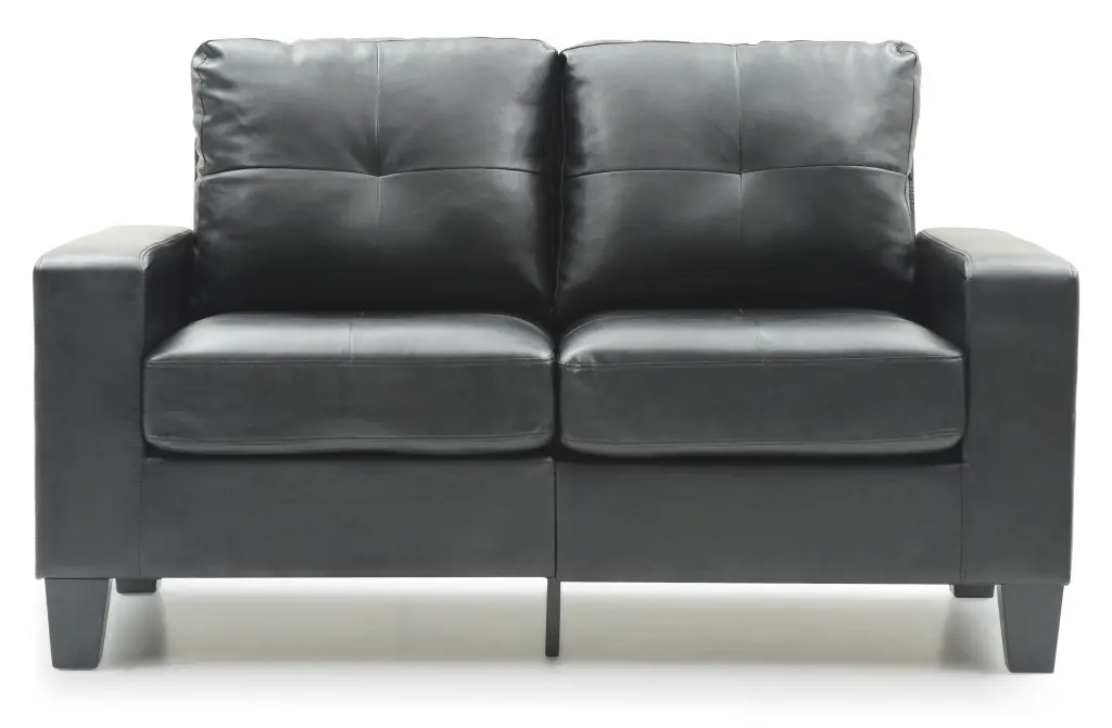 Newbury Modular Loveseat Black PU Leather Contemporary Sectional Sofa glory furniture