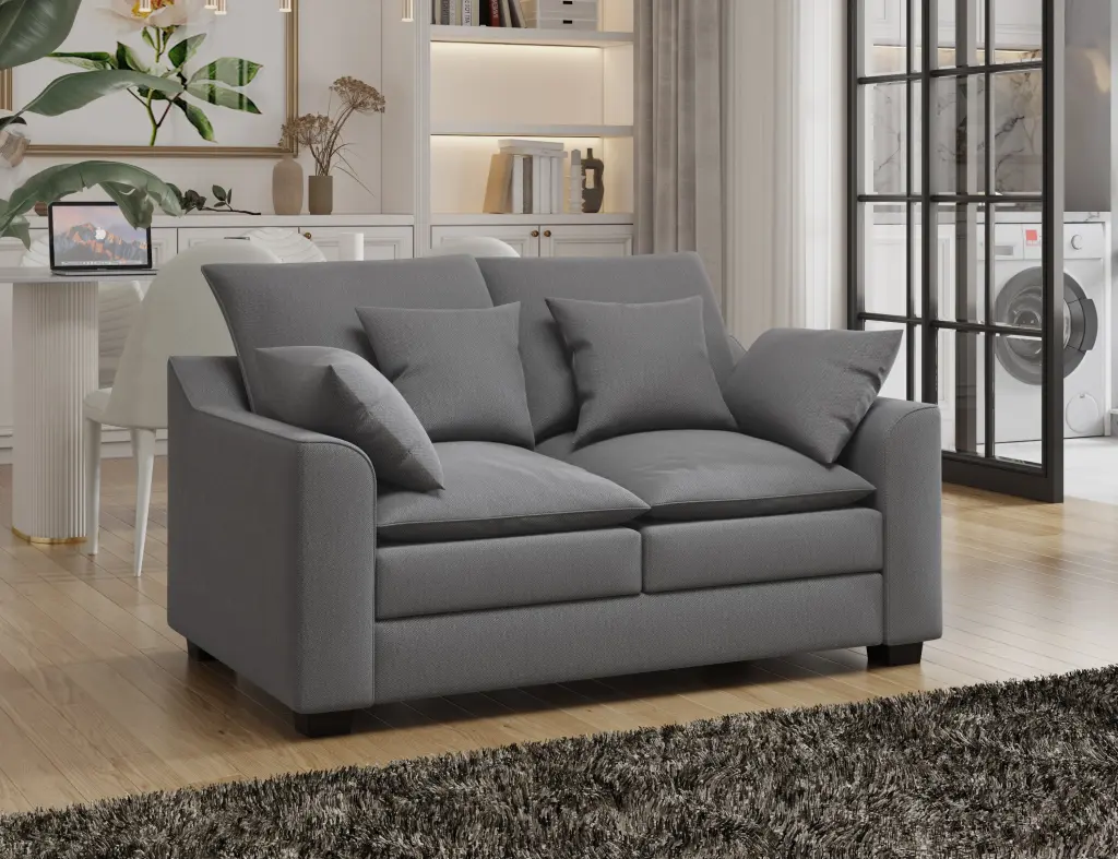 55 Inch Loveseat Couch 2 Seater Sofa Pillows Polyester Upholstery hdf store