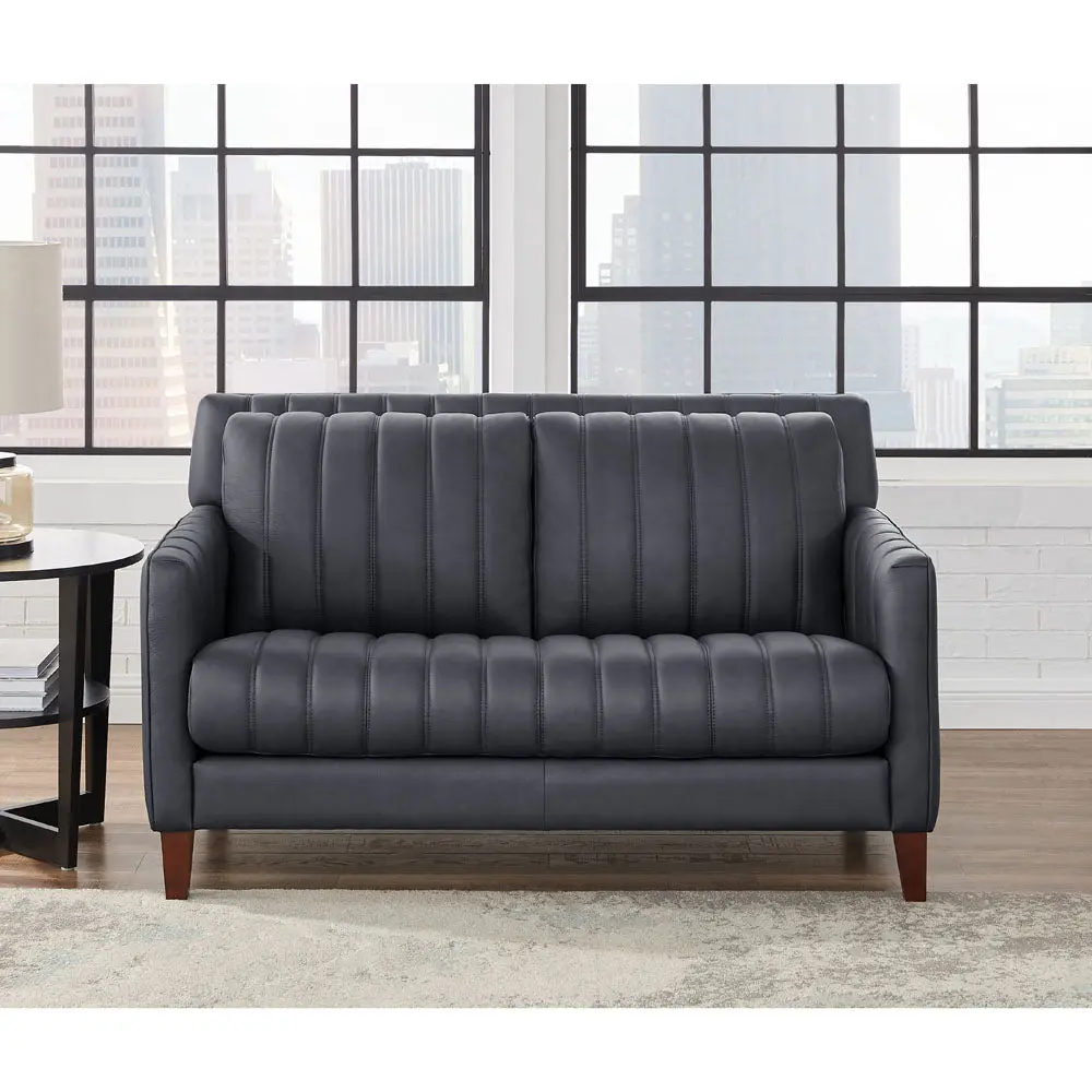Ennis Hide Loveseat Gunmetal Down Filling Authentic Hide Sofa hydeline furniture