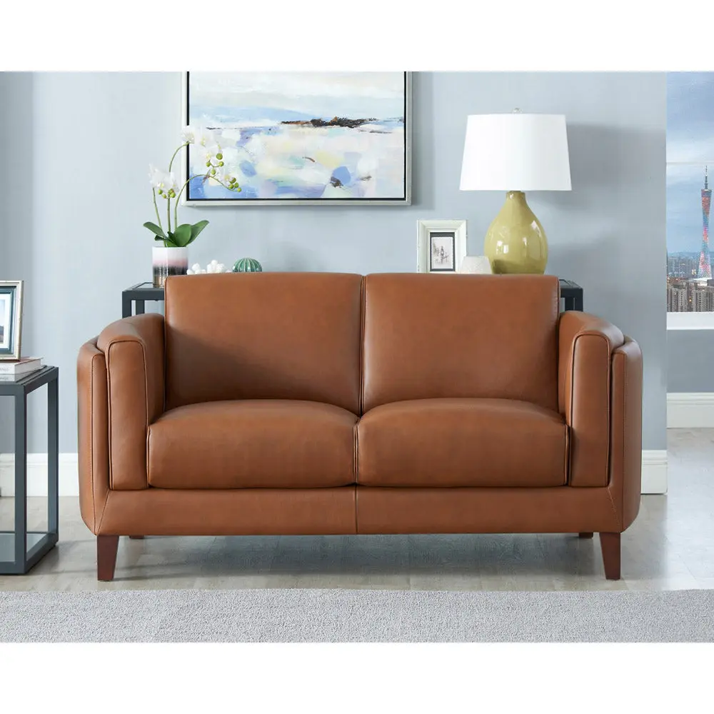 Maui Hide Loveseat Brown Down Filling Authentic Hide Leather Sofa hydeline furniture