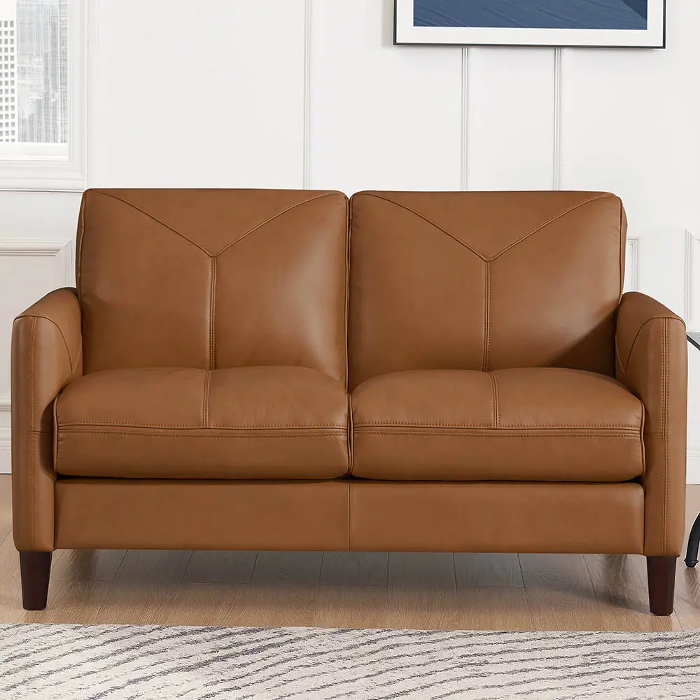 Yorkdale Hide Loveseat Cognac Memory Foam Authentic Hide hydeline furniture