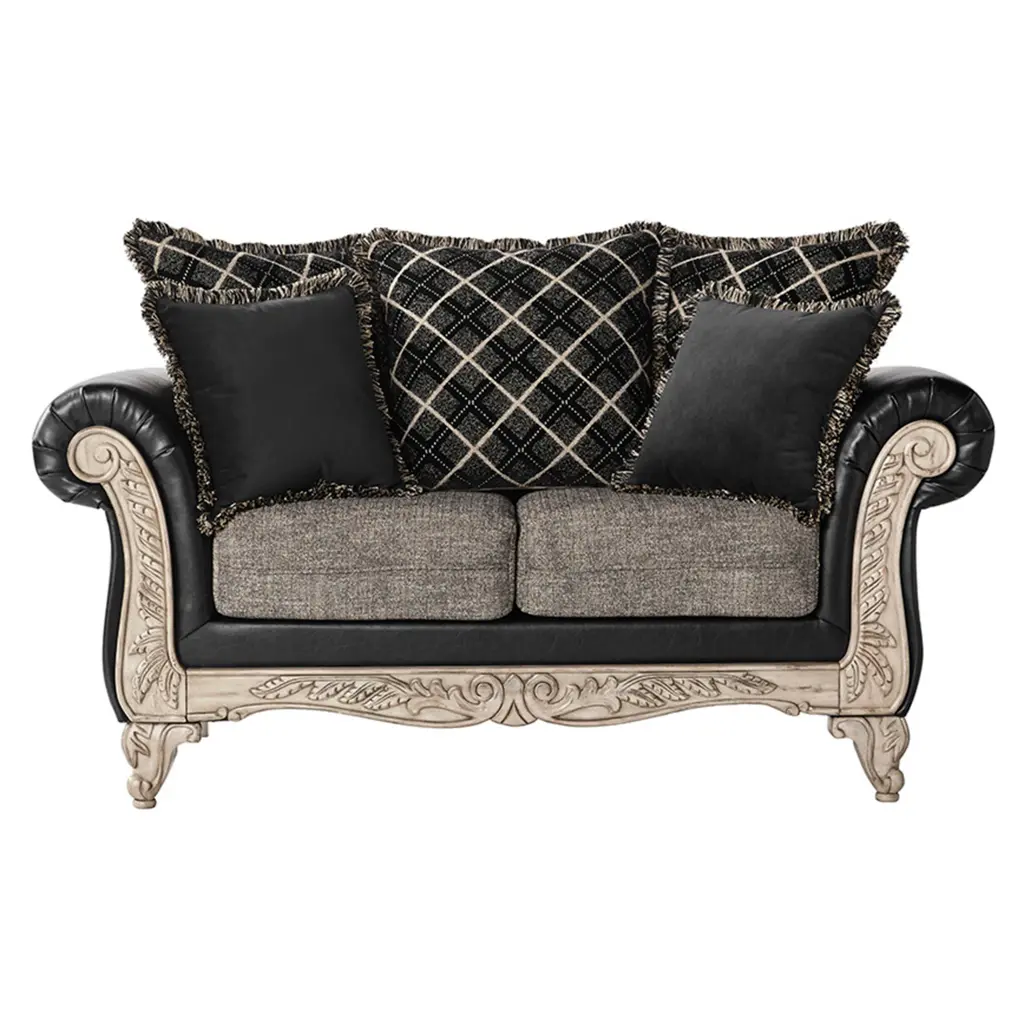 San Marino 2 Tone Material Timber Frame Loveseat Multicolor Timber Primary Living Space Sofa hz
