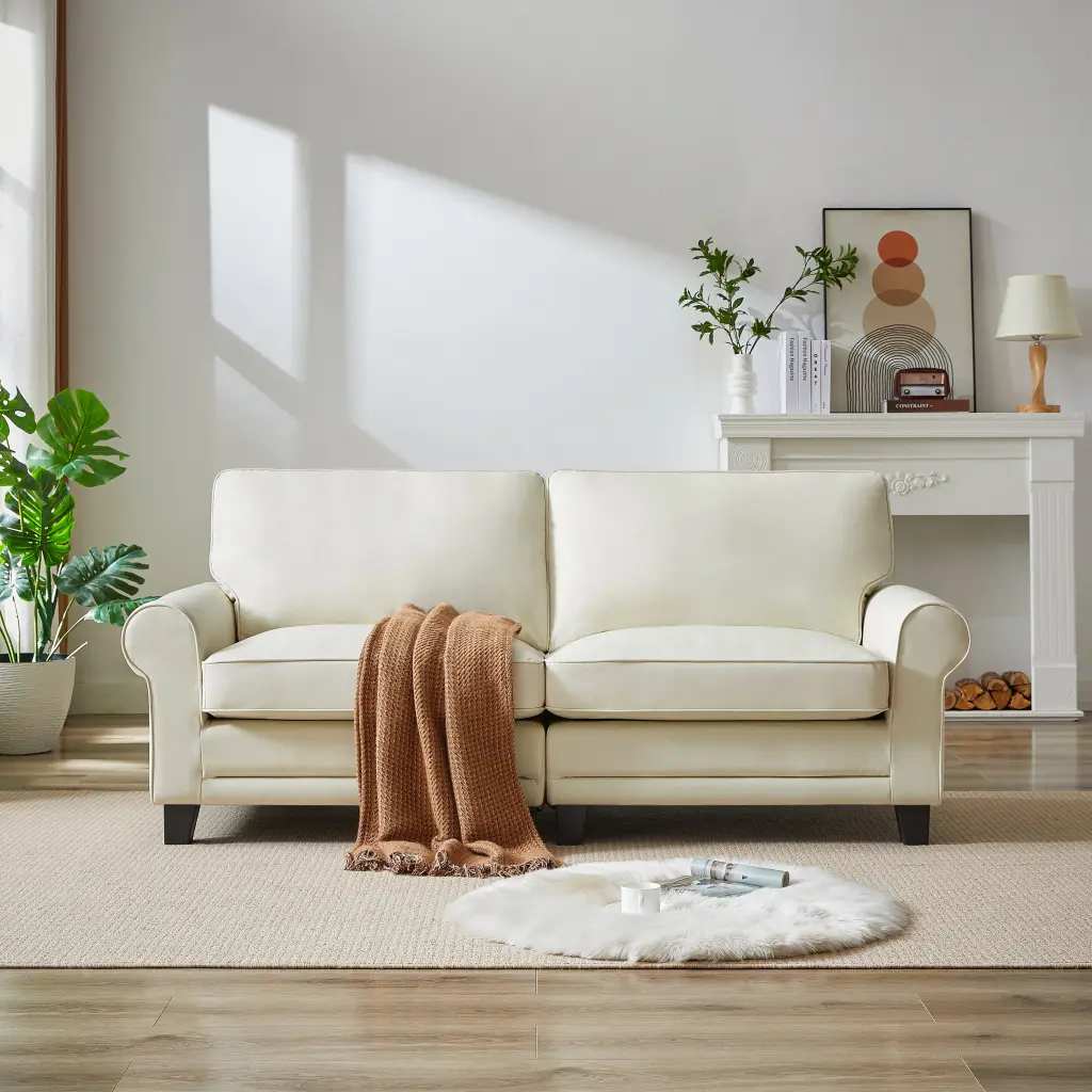 75.6 Inch Pets Friendly Material Rolled Arm Upholstered Loveseat 2 Seater Comfortable Living Room Sofa jsc furniture