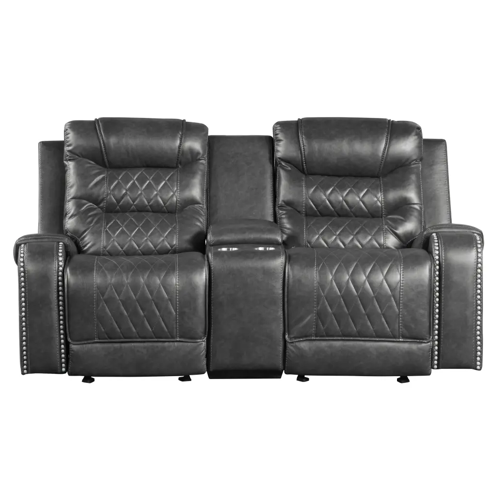 Luxurious Living Room Home Decor 1Pc Gray Double Glider Reclining Loveseat kanepe