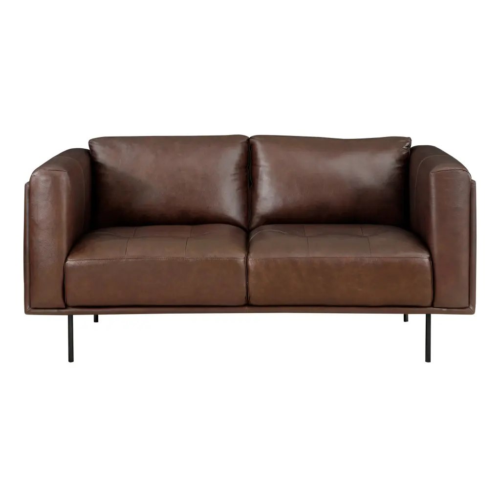 Modern Brown Authentic Hide Loveseat Luxurious Stationary Seat Living Room kanepe