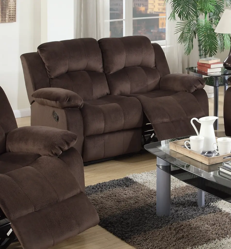 Motion Loveseat 1 Piece Living Room Chocolate Padded Suede Plush Reclining Sofa kanepe