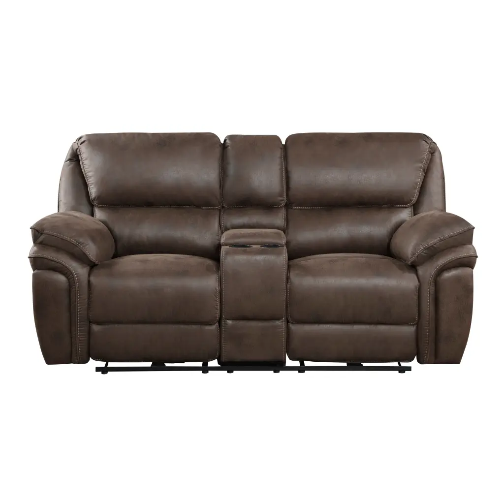 Plush Modern Design Living Room Power Reclining Loveseat Brown Microfiber kanepe