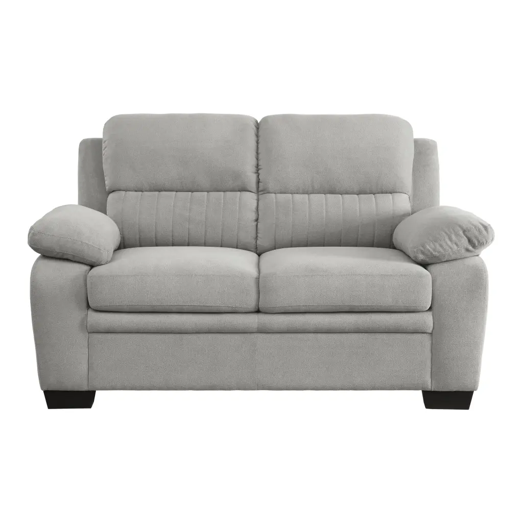 Plush Seating Cozy Loveseat Gray Textured Material Channel Tufting kanepe