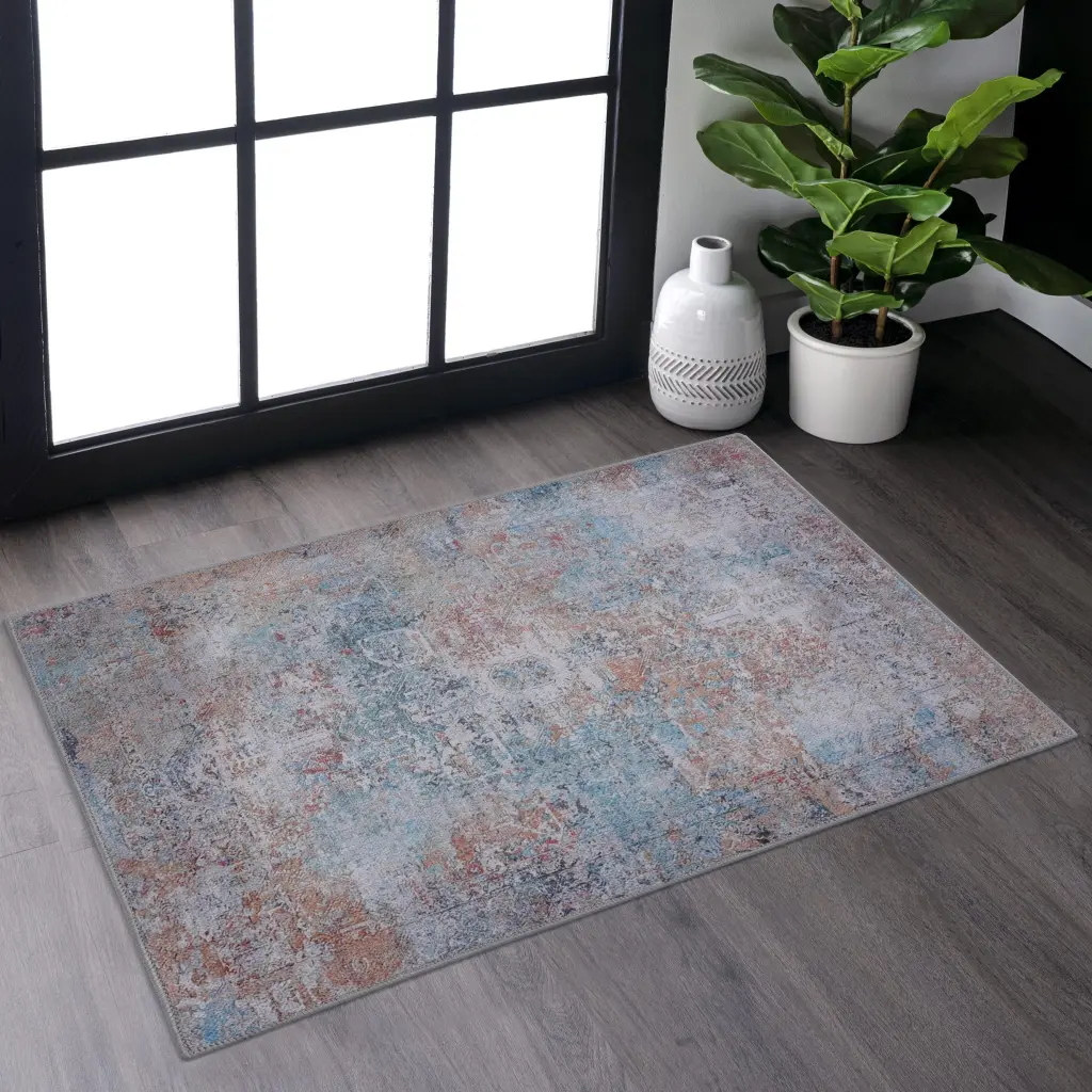 Naar 2x3 Low Pile Non-Slip Machine Washable Area Rug naar rug