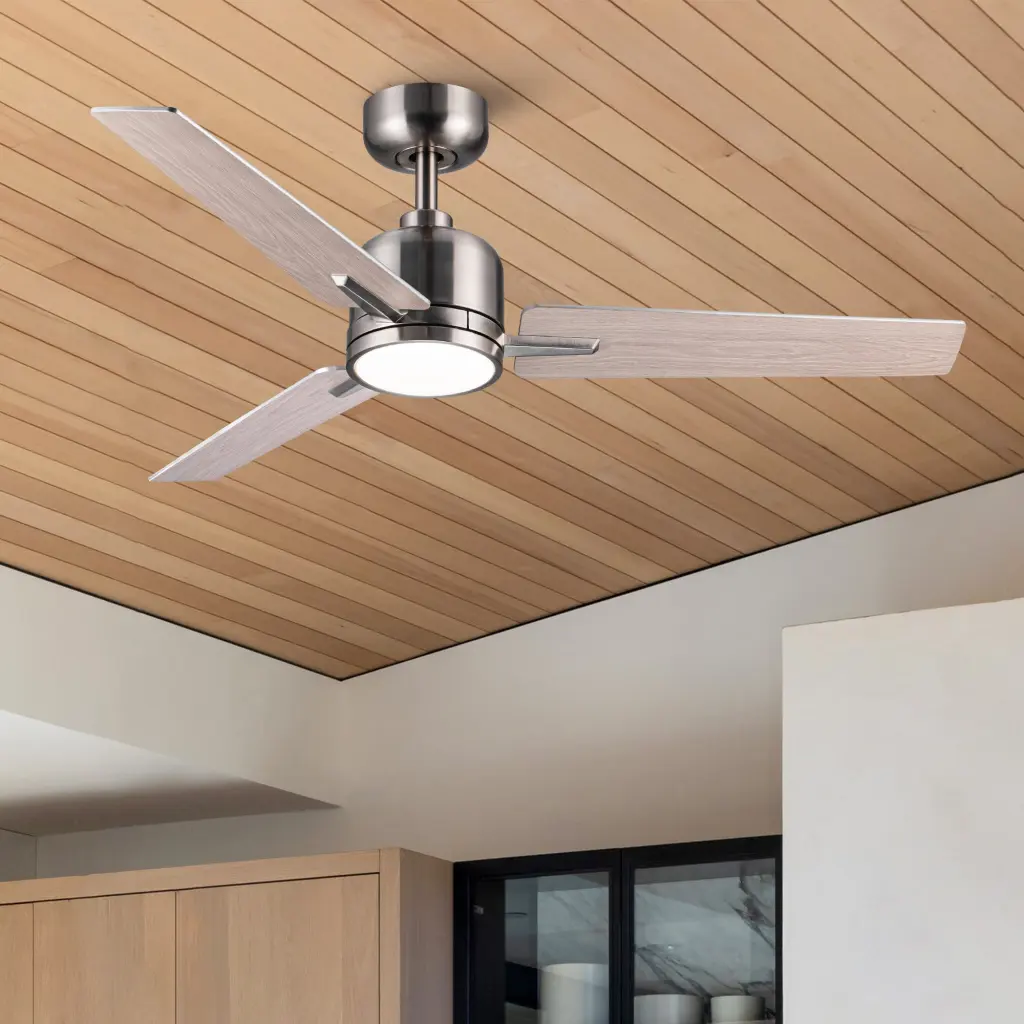 48 Inch Brushed Nickel Low Profile Ceiling Fan Light Modern Design yuhao w1367