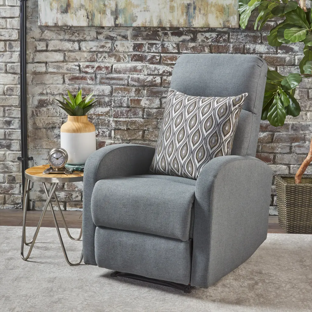 25.5 Inch Wide Manual Standard Recliner Grey Polyester Recliner Chair nh-ocean furniture