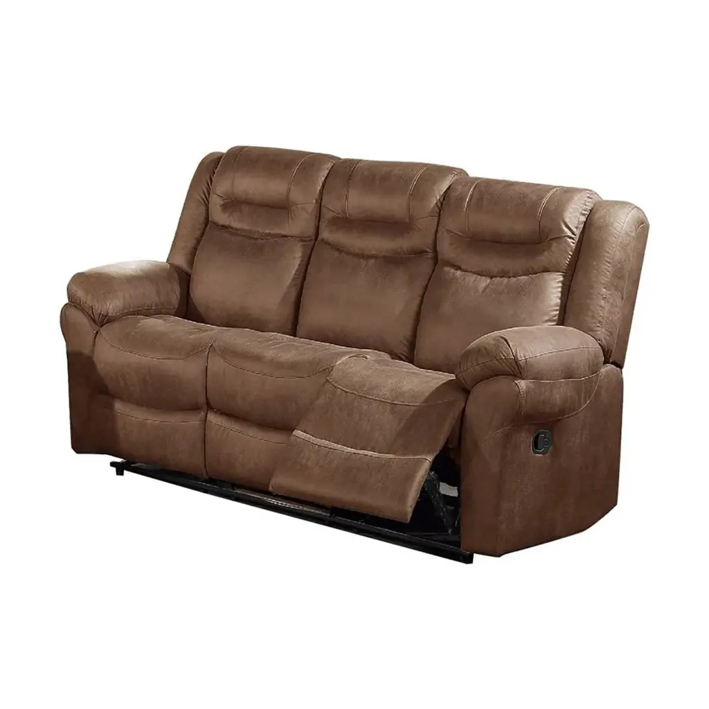 Betty 86 Inch Manual Reclining Sofa Pull Tab Footrest Mechanism Brown - Comfortable Living Room Seating royal hampton