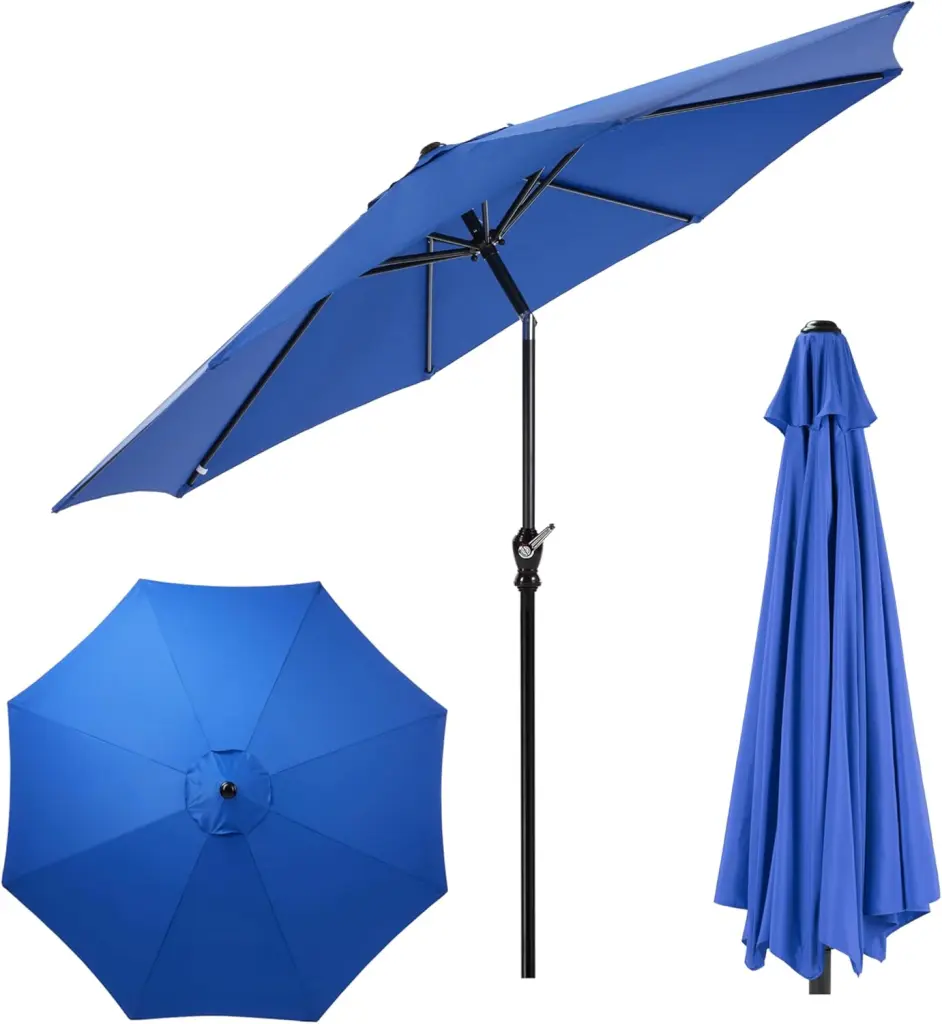 9Ft Outdoor Patio Umbrella 8 Ribs Push Button Tilt Table Umbrella Garden w1134dhs