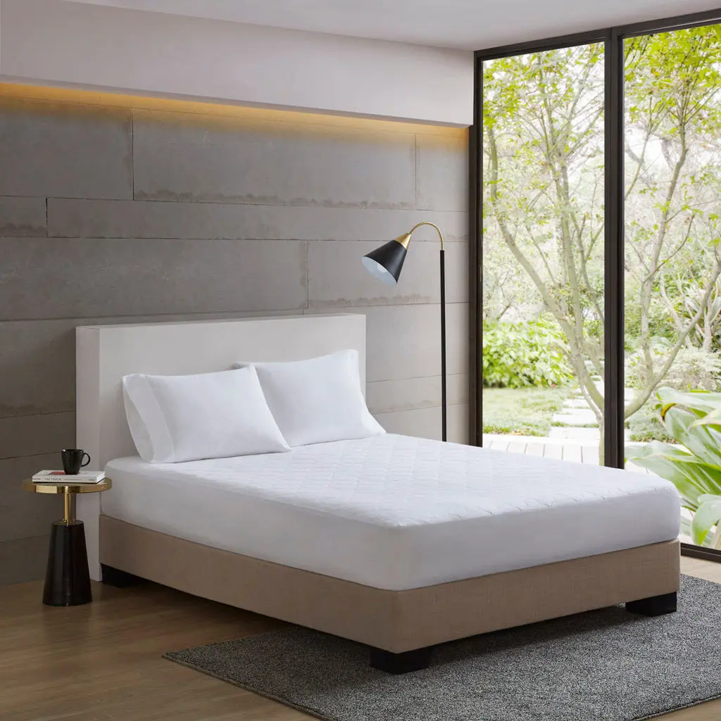 Cotton Percale Quilted Bedding Pad White Cotton Soft and Comfortable Mattress Topper jla