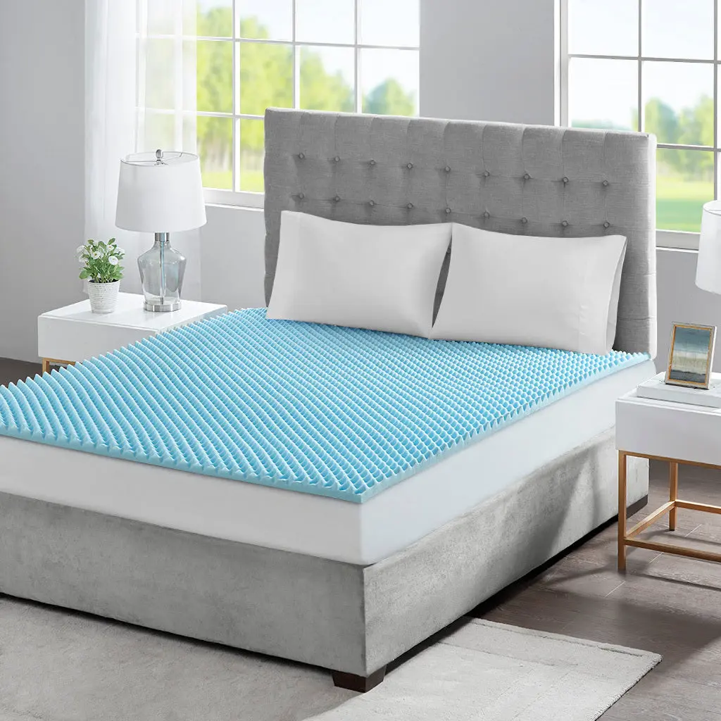 All Season Reversible Sensitive Skin Safe 1.5" Cooling Mattress Topper Blue jla