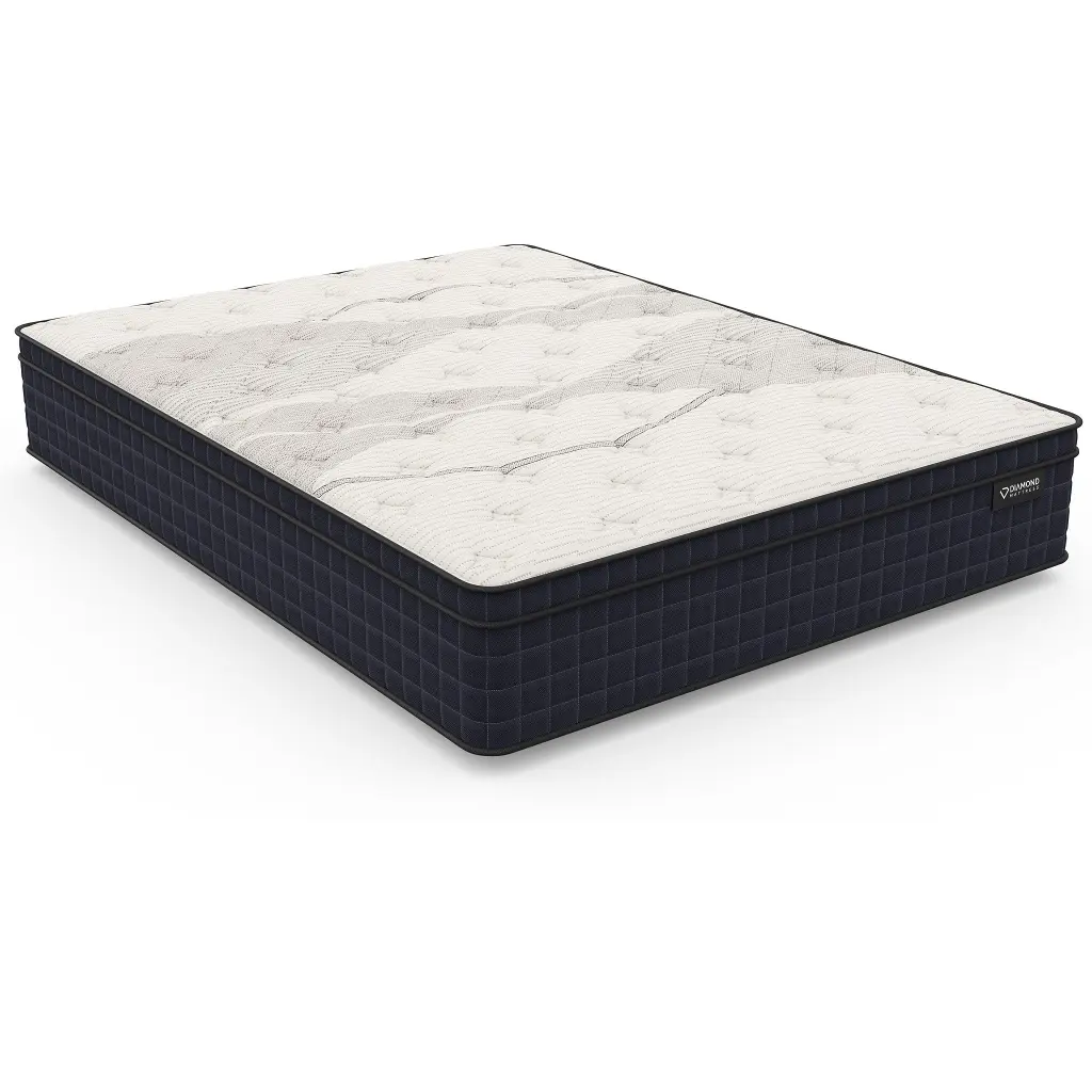 Full Nina 12.5 Inch Copper Hybrid Euro Top Medium Feel Mattress White Polyurethane diamond mattress