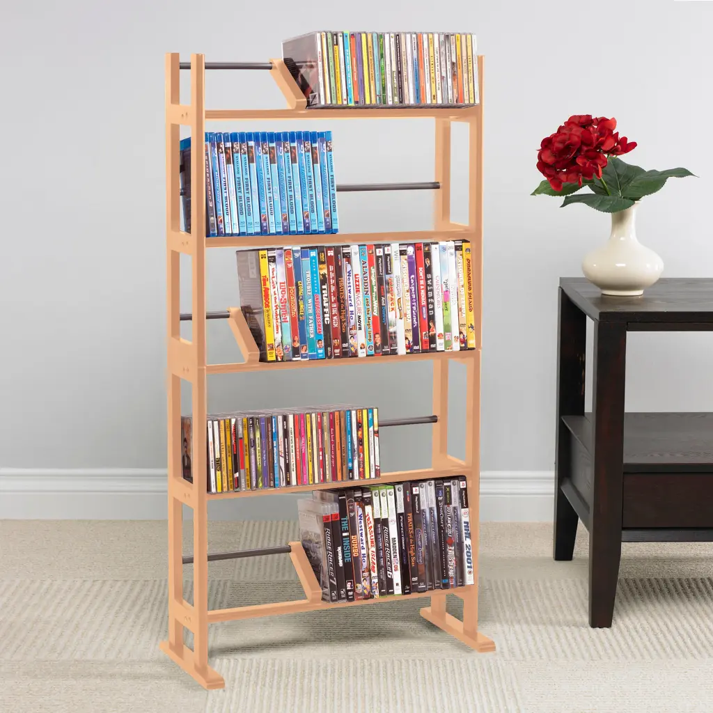 Maple Black Brown Media Storage Rack Sliding Dividers atlantic inc.