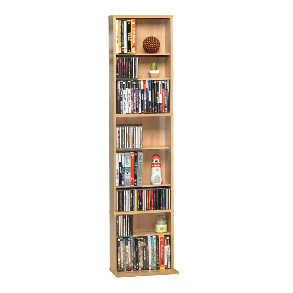 Maple Tan Particle Board Media Storage 6 Adjustable Shelves atlantic inc.