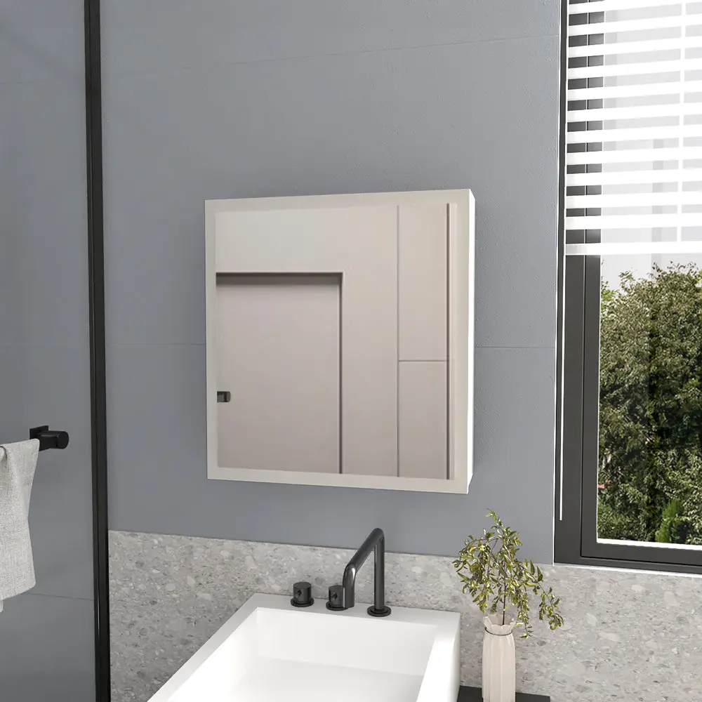 Medicine Cabinet Clayton Bathroom White Particle Board Engineered Wood Wall Mounted Storage treevol furniture