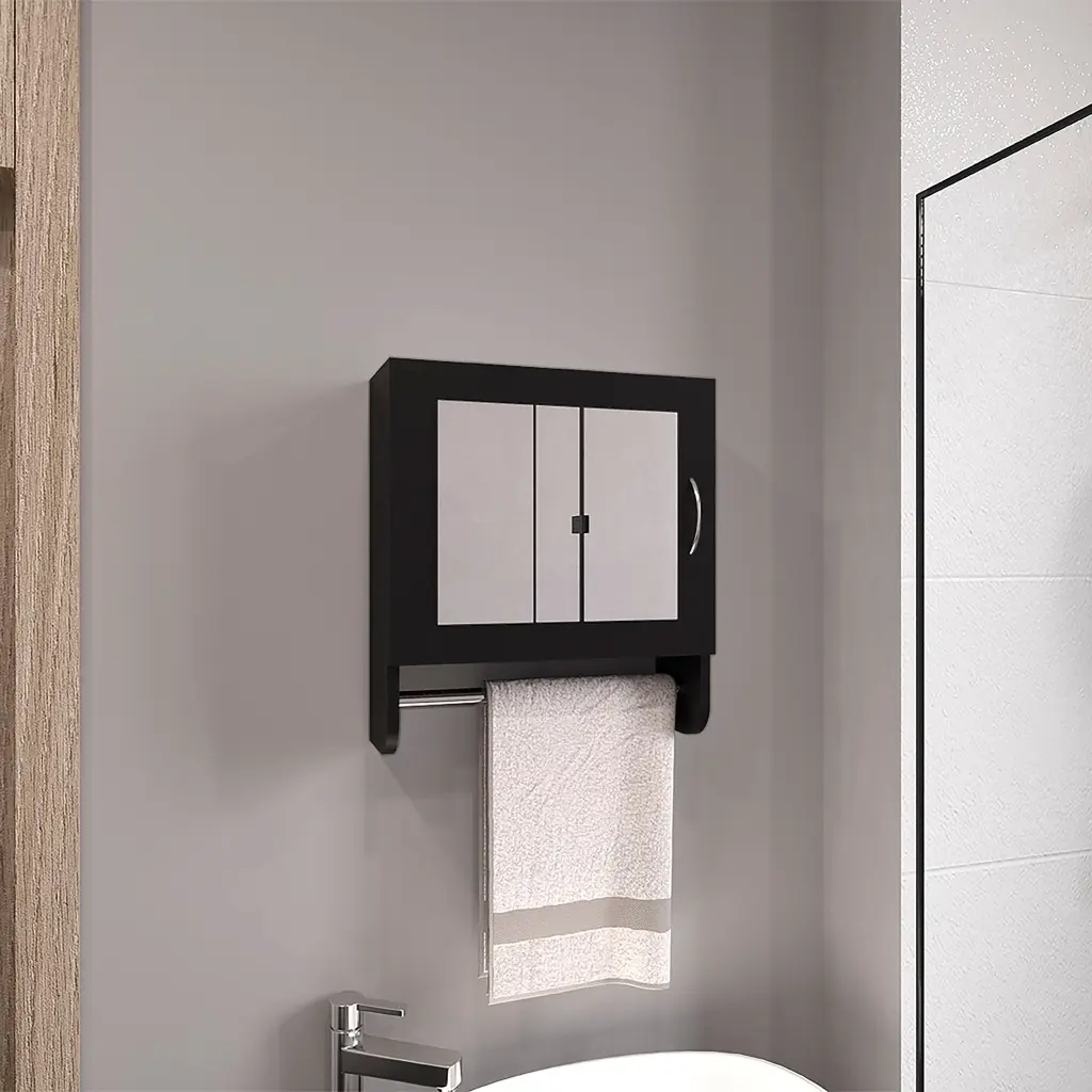 Botiq 19.7 Inch H X 17.7 Inch W Mirror Medicine Cabinet Towel Rack White tuhome