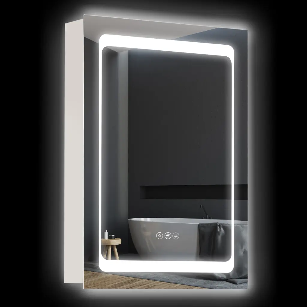 Kleankin LED Lighted Medicine Cabinet Mirror Wall Mounted Plug aosom business