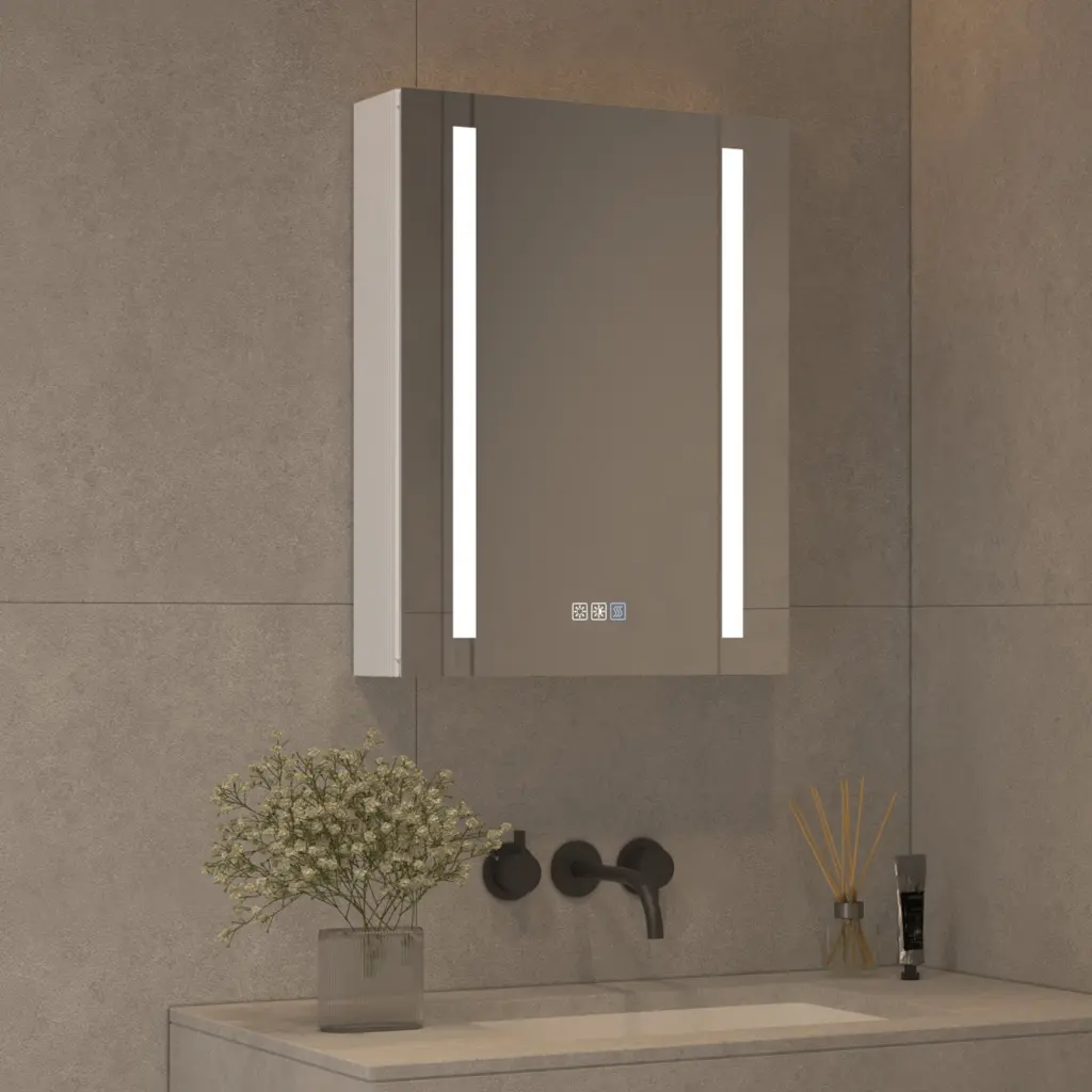 Lighted Medicine Cabinet 20x26 Inch Recessed or Surface Mount LED Mirror global chain solutions