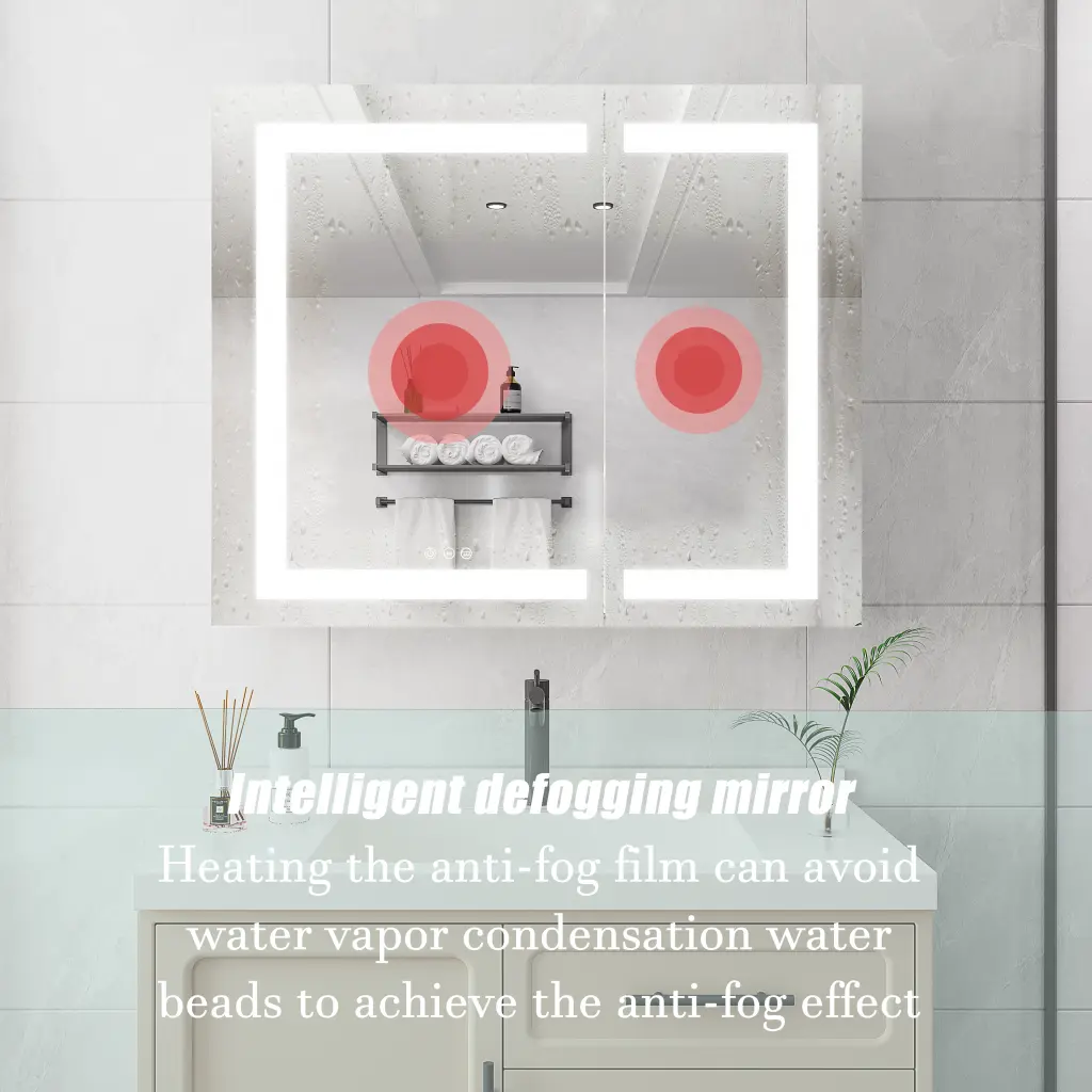 36x30 Inch Medicine Cabinet LED Vanity Mirror and Anti-Fog Recessed Design rnb