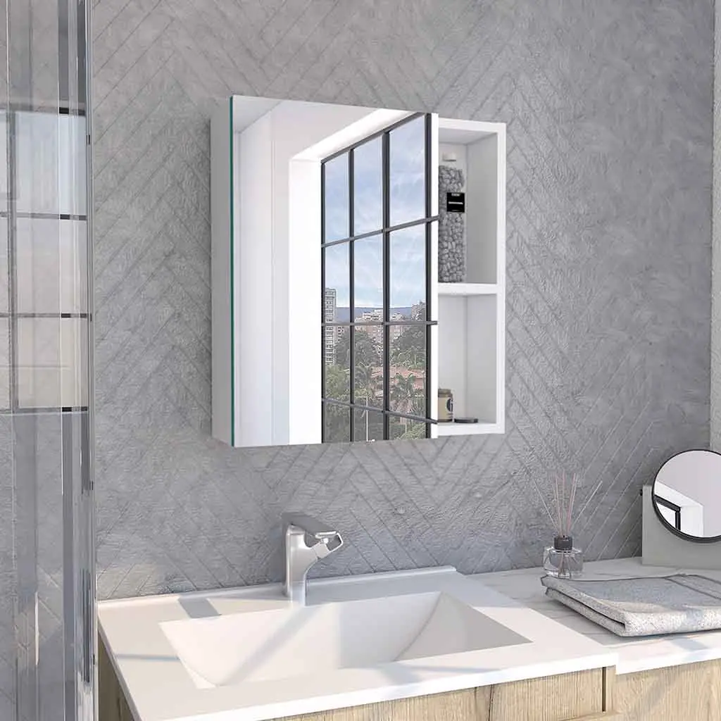 19 Inch Medicine Cabinet Mirror 5 Shelves Single Door Indoor Use rta mubles colombia
