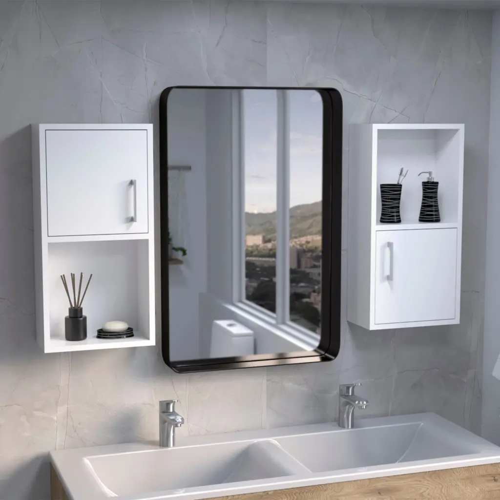 Wall Mounted Bathroom Medicine Cabinet Eak 24 Inch H Two Doors Two Shelves rta mubles colombia