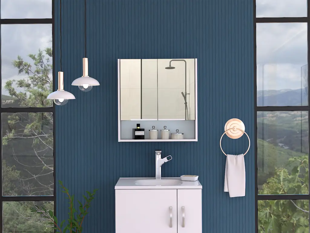 Ozark 24 Inch Medicine Cabinet Mirror One Shelf White MDF rta muebles colombia