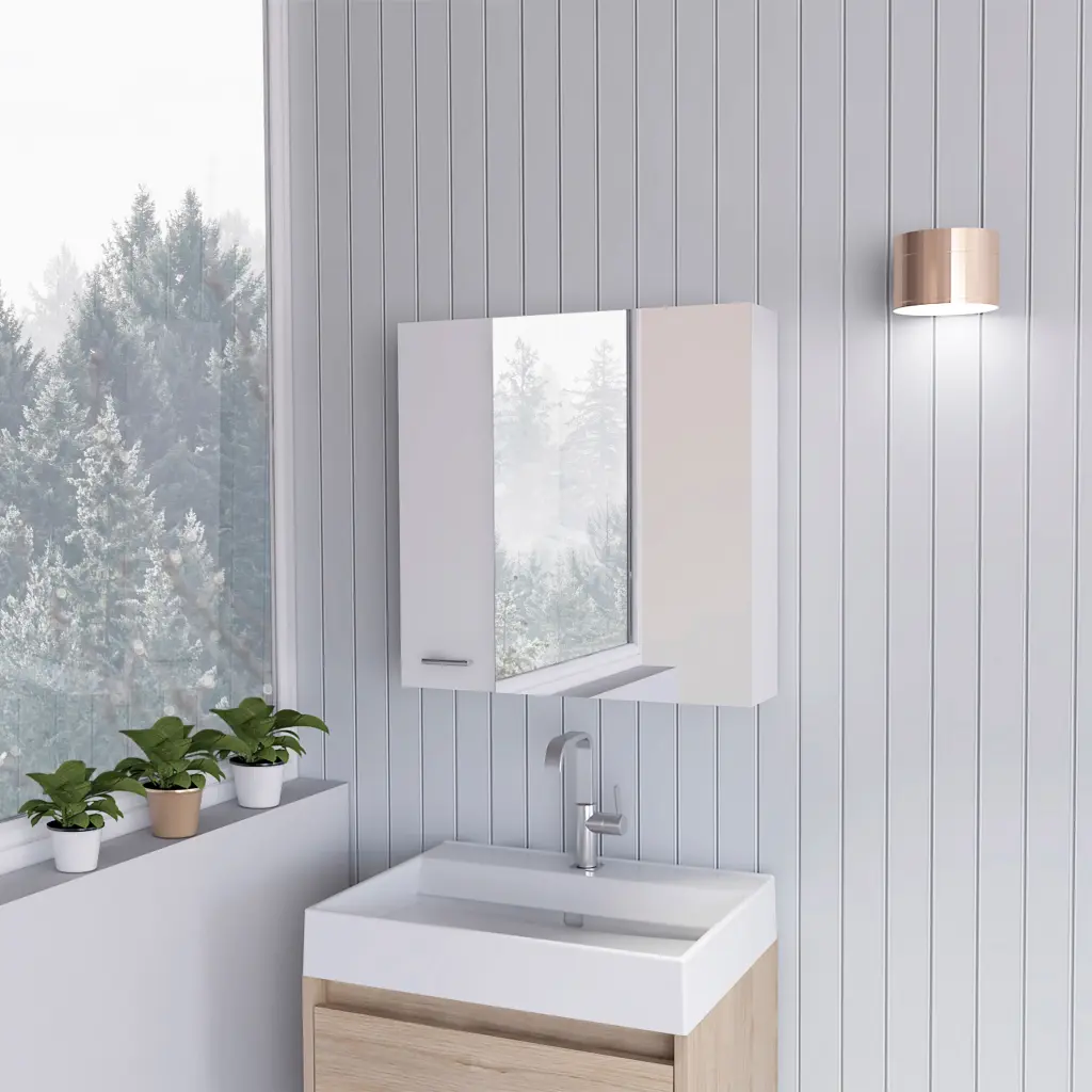 Sines Medicine Cabinet Four Internal Shelves Double Door White rta muebles colombia