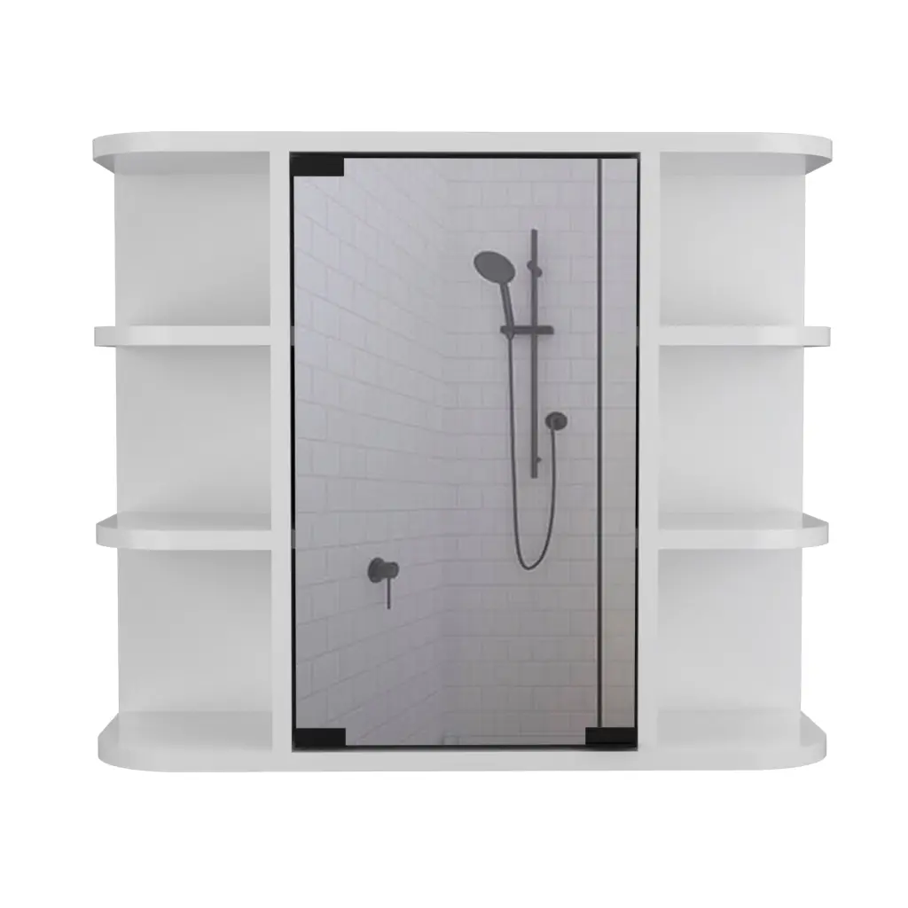 Valdez Medicine Cabinet Six Shelves Mirror Cabinet Black MDF rta muebles colombia