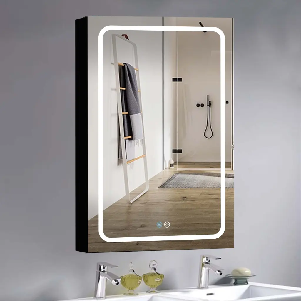 30X20 Inch LED Bathroom Medicine Cabinet Surface Mounted Mirror Cabinet w995 bestgo