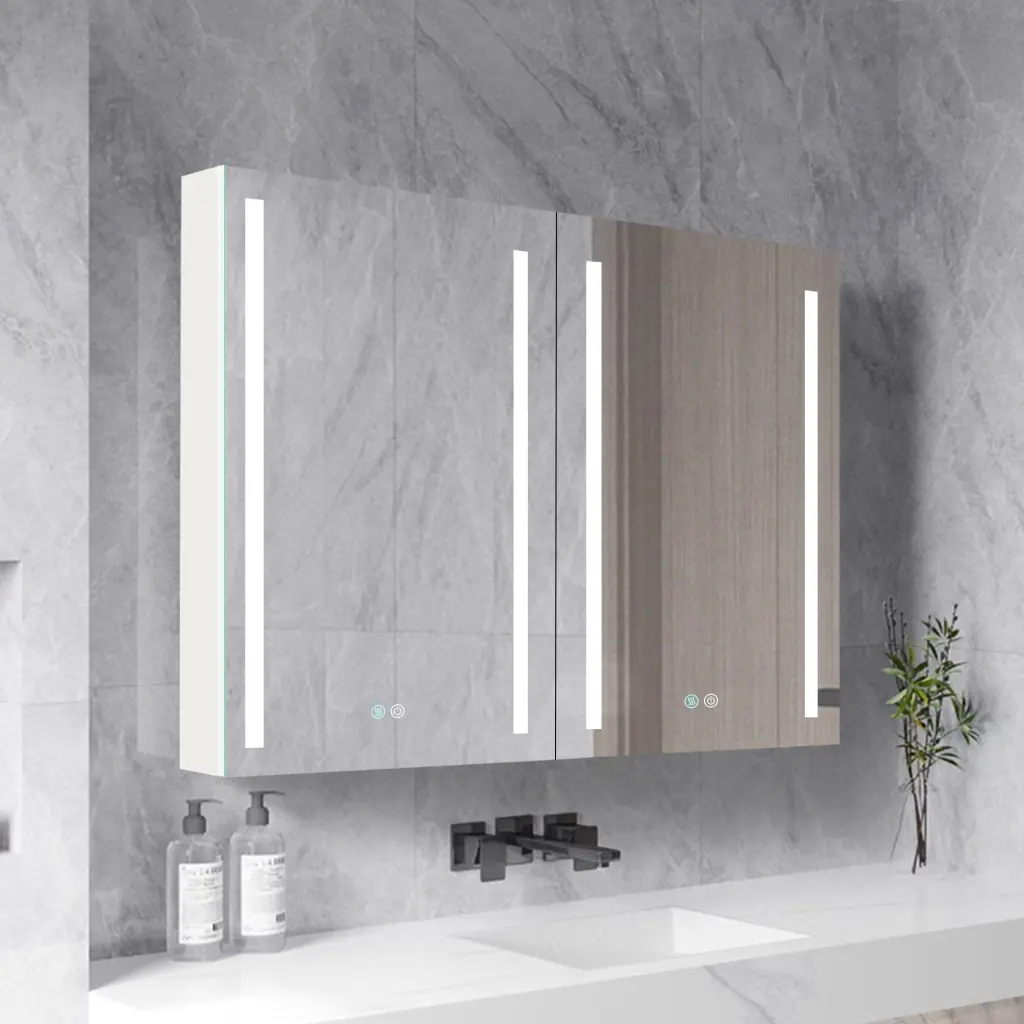 40x30 Inch LED Bathroom Medicine Cabinet Surface Mount Double Door w995 bestgo