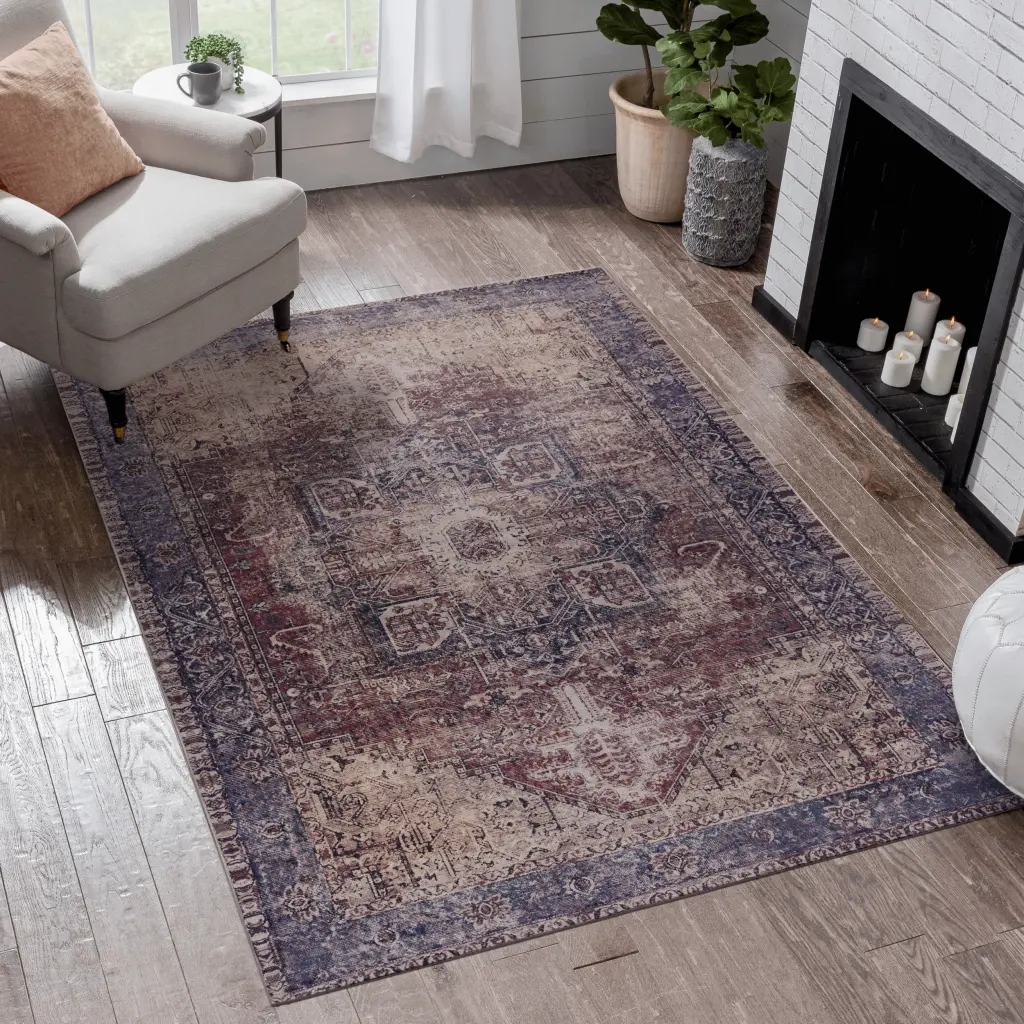 Area Rug 3x5 Washable Low Pile Non Slip Non Shedding Collapsible naar rug