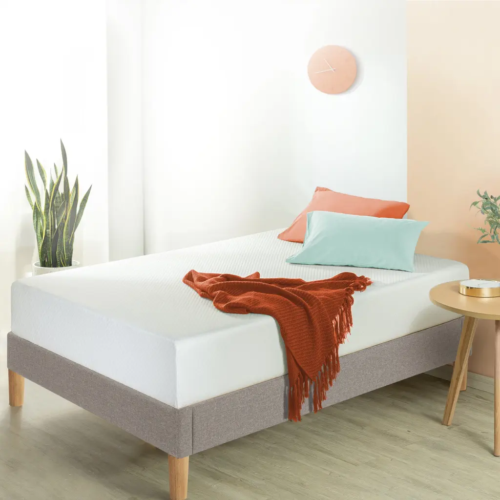 King 10 Inch Gel Memory Foam Green Tea Mattress White Foam King Size Bed b2722 crown comfort