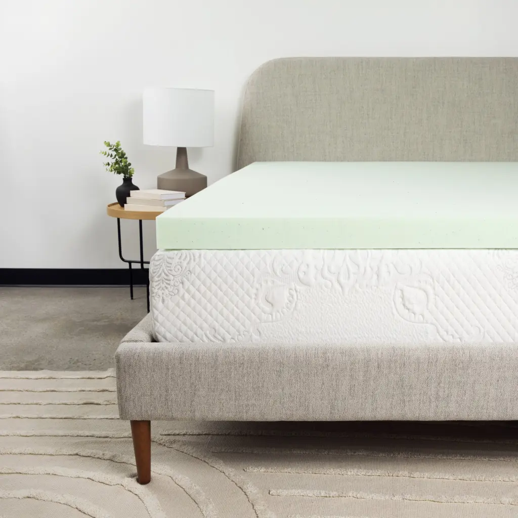 3 Inch King Dimensions Cool Gel Memory Foam Bedding Topper Light Green bridgevine home