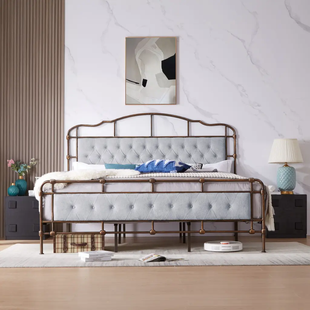 King Dimensions High Board Metal Bed Soft Head And Tail No Spring ching hing-furniture