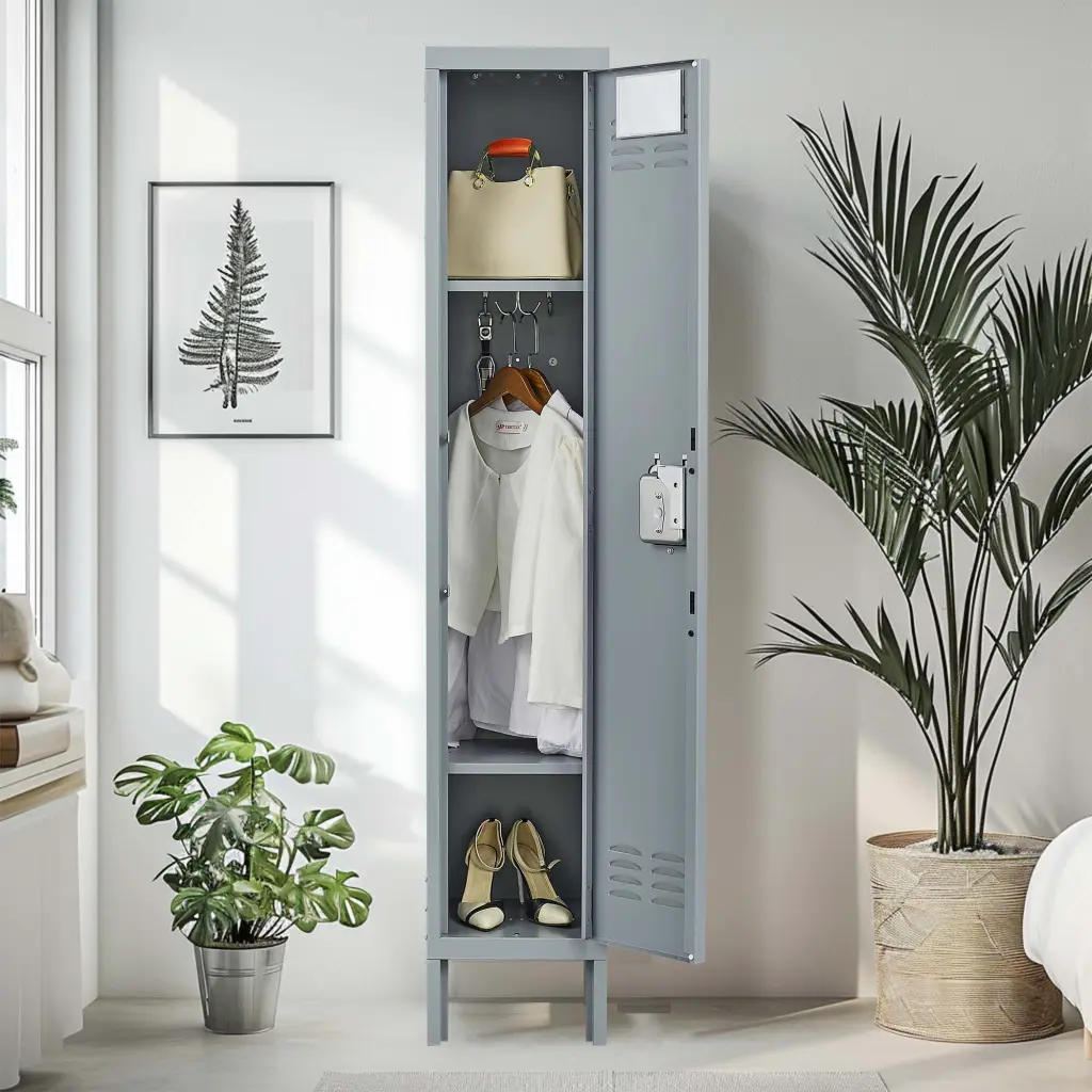1 Door 66 H Metallic Lockers Lock Employees Storage Locker Cabinet makeace art home furniture
