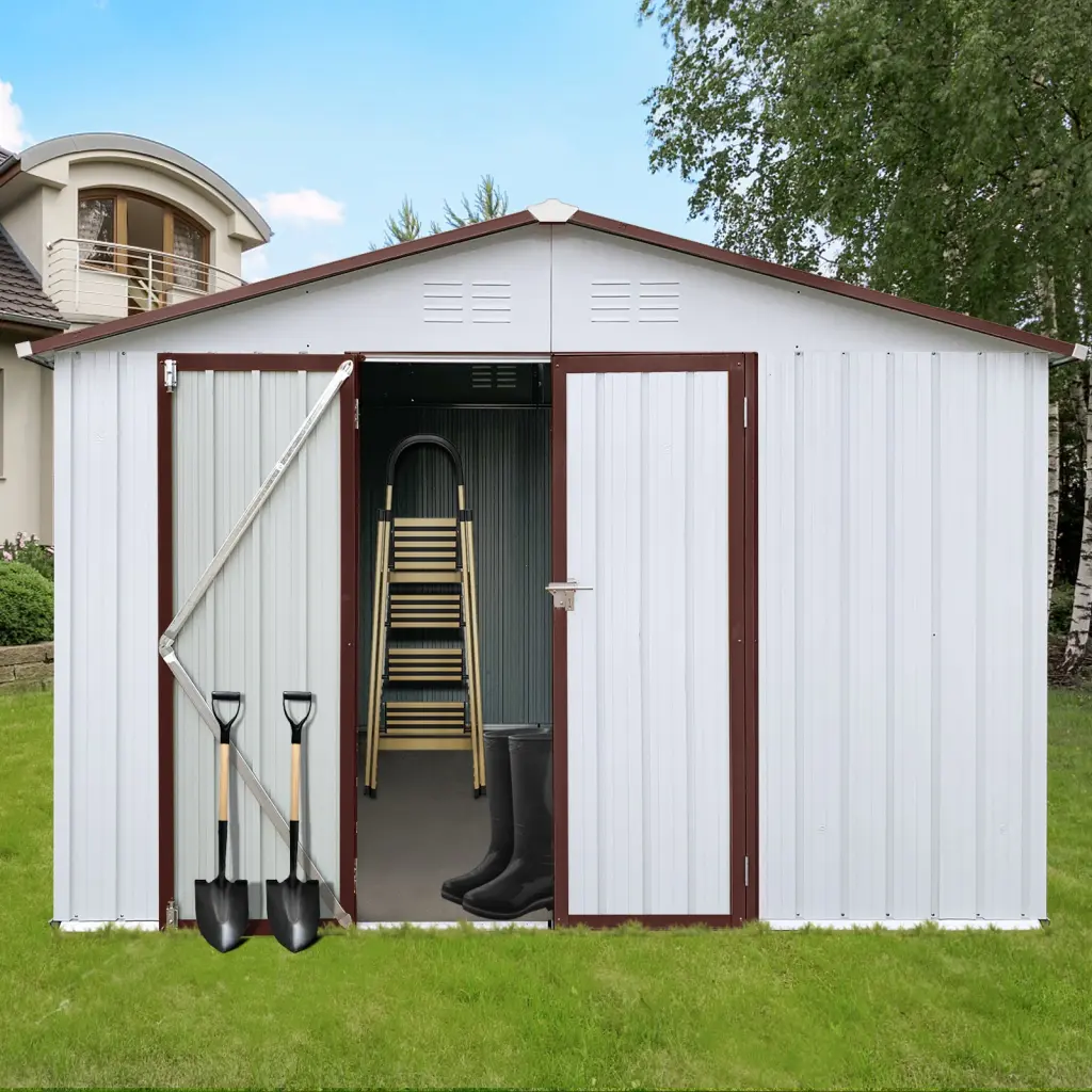Metallic Garden Sheds 10ft x 12ft Outdoor White Coffee White Metallic storage sheds
