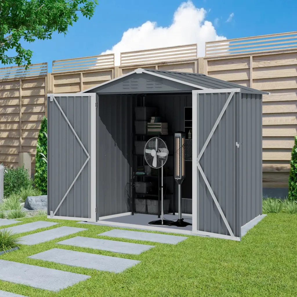 Outdoor Storage Shed 6x4 Ft Large Metal Tool Shed Heavy Duty w2911