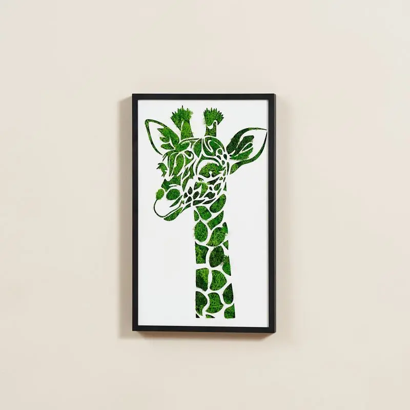 Giraffe Metallic Art Moss Wall Decor Green Unique Style rnb