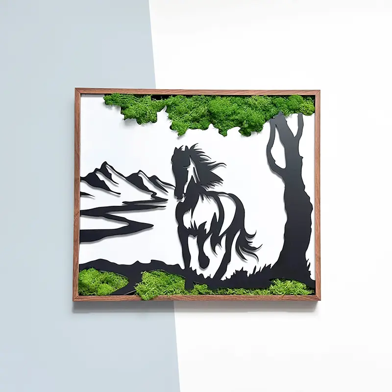 Horse Moss Metallic Wall Art Green Ferrous Metal rnb