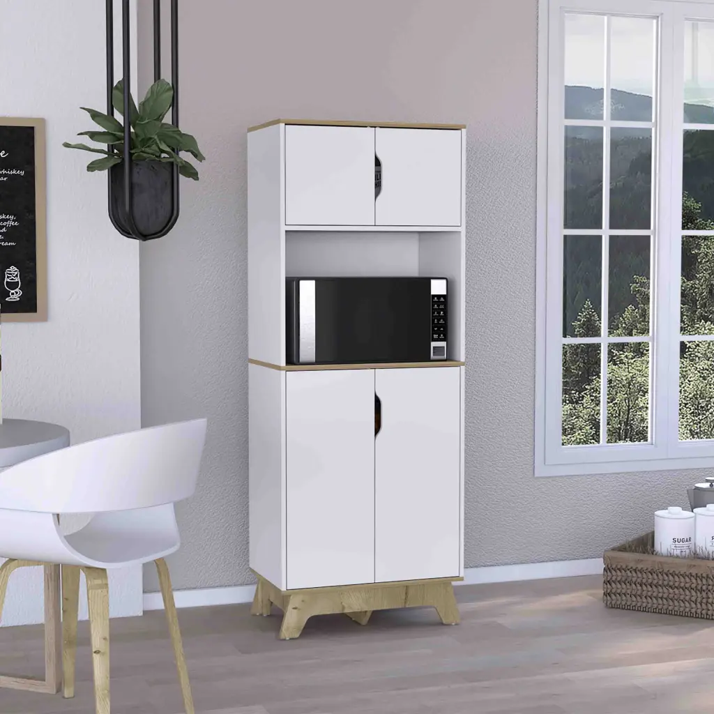 Pamplona Microwave Tall Cabinet Counter Surface Top and Lower Double Storage rta muebles colombia