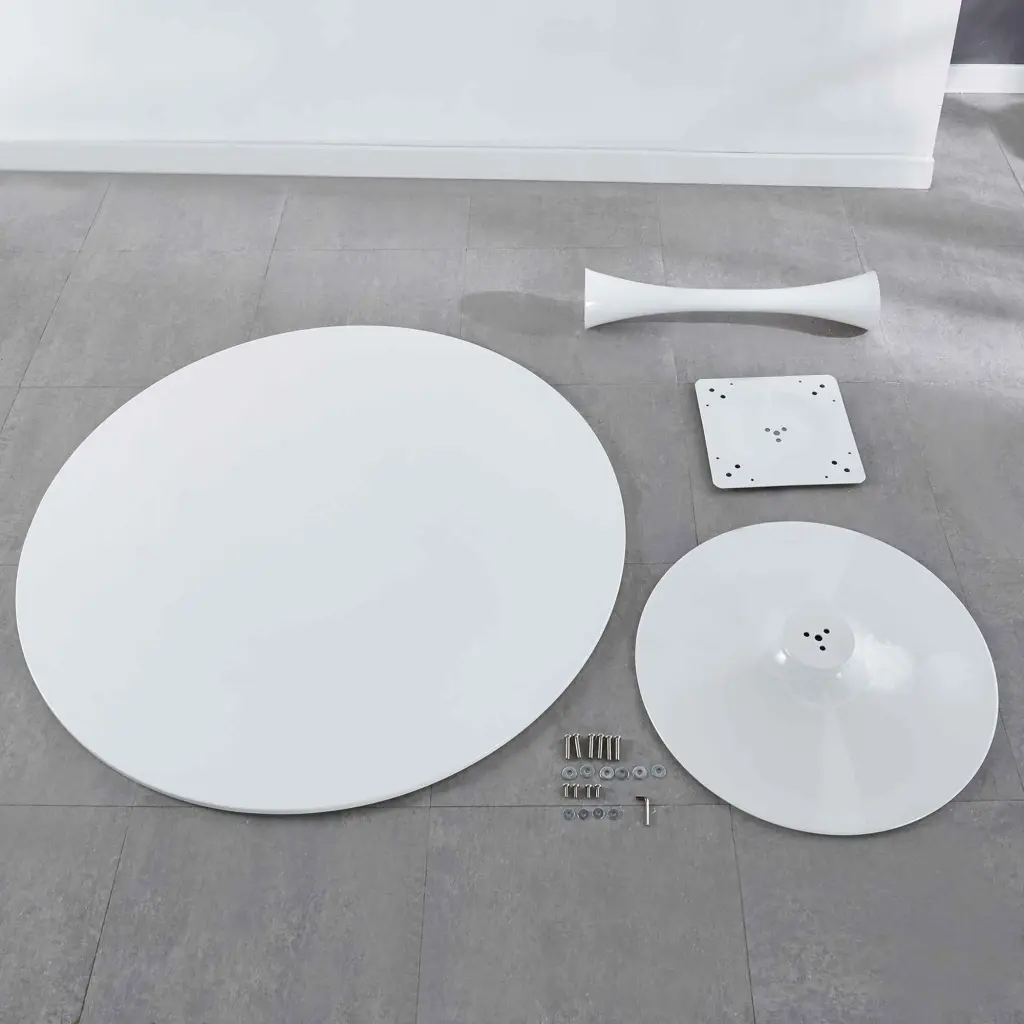 42.1" White Tulip Table Mid Century Dining Table 4-6 People Round Top rnb