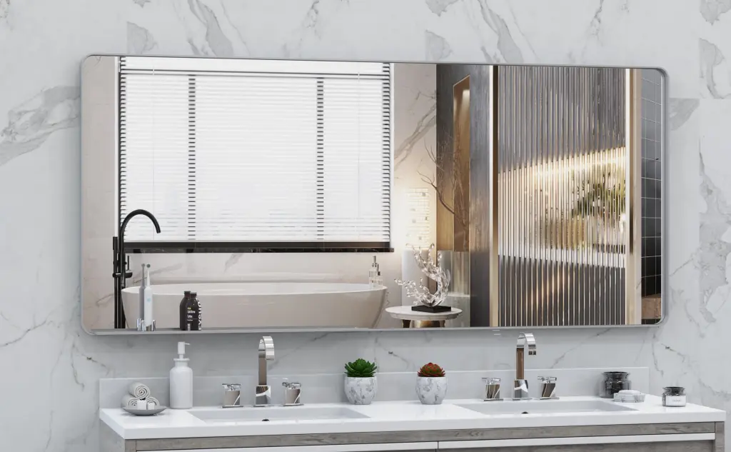 Oversized Bathroom Mirror Removable Tray Wall Mount Mirror Vertical Design beautme