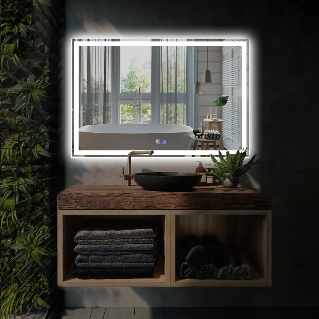 48x32 Inch LED Bathroom Vanity Mirror Anti Fog Dimmable Light global chain solutions